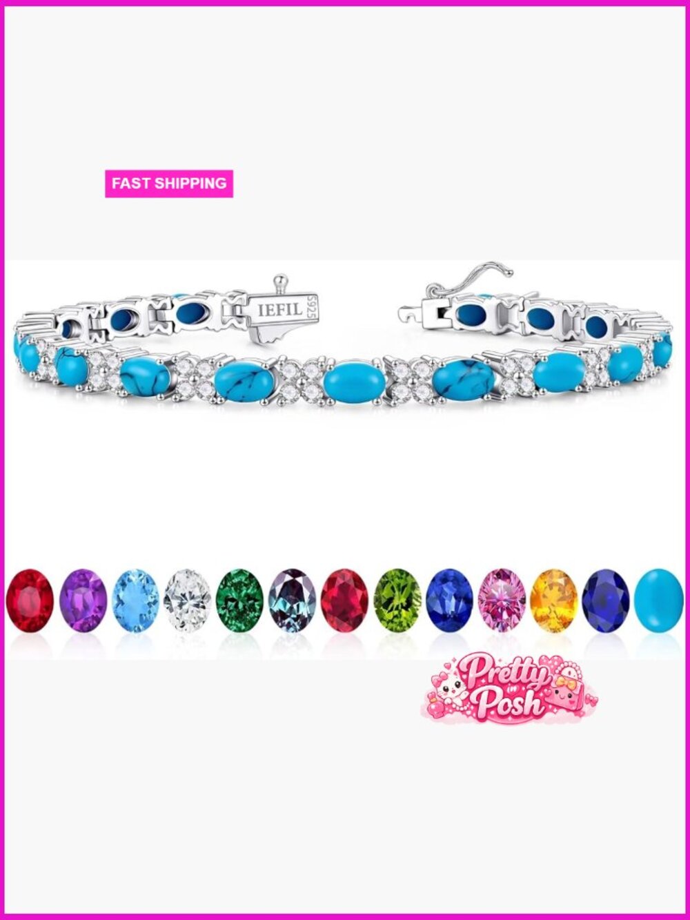 925 Sterling Silver Oval & Four Leaf Clover Tennis Bracelet Women Gift